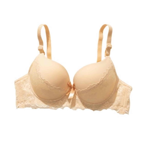MGDXOX Womens Lace Bras Push Up Bra with Underwire Full Coverage Padded Balconette Comfort Everyday Bra Lingeries Beige 36