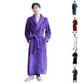 thumbnail image 1 of MGDXOX Womens Long Robe Soft Warm Fleece Plush Bathrobe Couple Sleepwear Pajamas Shawl Collar Housecoat Nightgown Black L, 1 of 5