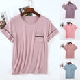 thumbnail image 1 of MGDXOX Womens Modal Pajama Shirts Comfortable Homewear Pullover Short Sleeve Soft Cozy Fall Winter Pajama Sleepwear Ladies Pjs Blue XXL, 1 of 6