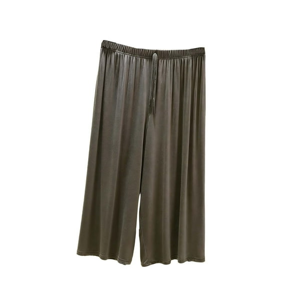 MGDXOX Womens Summer Soft Modal Lounge Capris Loose Fit Flowy Pajama Pants Lighweight Comfy Knee Length Sleep Trousers Army Green XL