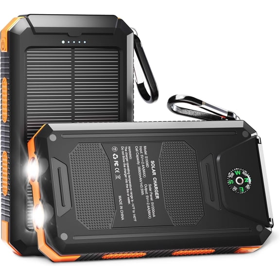 MGDYSS 36800mAh Solar Power Bank USB C Fast Charging 3 Output Dual LED for Camping Emergency