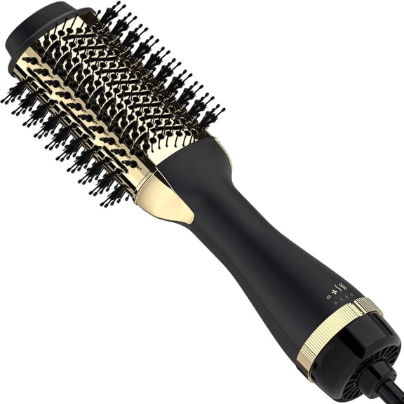 MGDYSS 4 in 1 Hot Air Styler Brush Negative Ionic for Straightening Curling Drying Gold