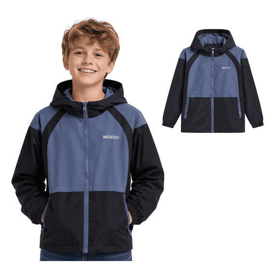 MGEOY Boys Girls Hooded Rain Jackets Waterproof Rain coats Windbreaker for Kids Lightweight Jackets