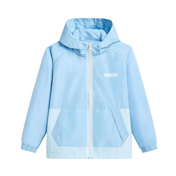 MGEOY Boys Girls Hooded Rain Jackets Waterproof Rain coats Windbreaker for Kids Lightweight Jackets