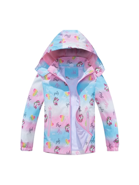 Kids Waterproof Rain Jackets Lightweight Raincoats Knitted Mesh Lining Hooded Windbreaker for Boys Girls 4-12Y