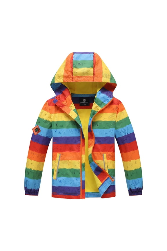 Boys Girls Rain Jackets Lightweight Waterproof Hooded Cotton Raincoats Windbreakers for Kids