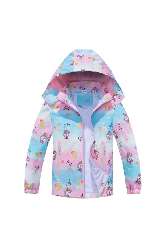Boys Girls Rain Jackets Lightweight Waterproof Hooded Cotton Raincoats Windbreakers for Kids