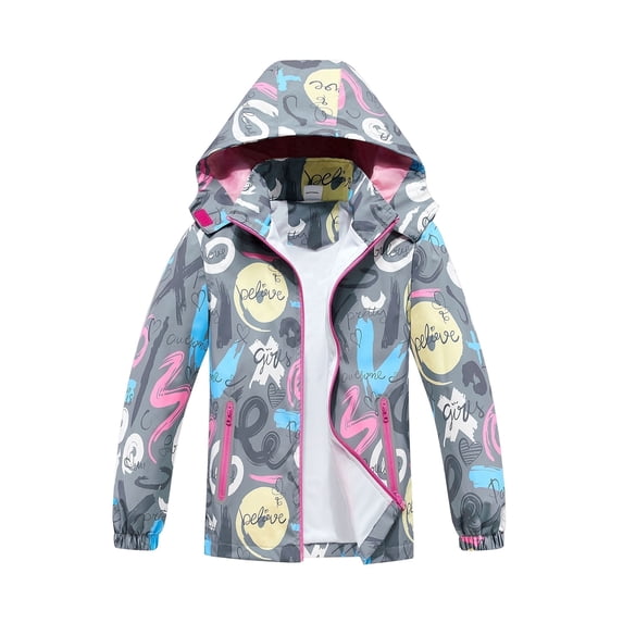 MGEOY Children's Waterproof Raincoat, Lightweight Raincoat, Cotton-Knit Lining, Hooded Windbreaker, Suitable for Boys and Girls Ages 4–12