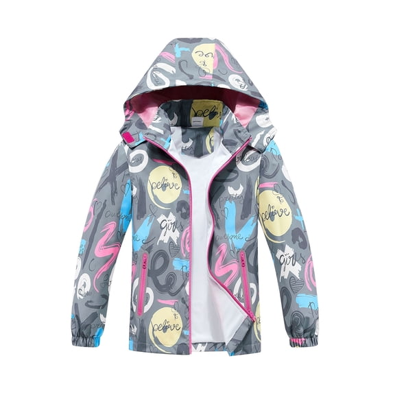 MGEOY Boys Girls Rain Jackets Lightweight Waterproof Hooded Cotton Raincoats Windbreakers for Kids