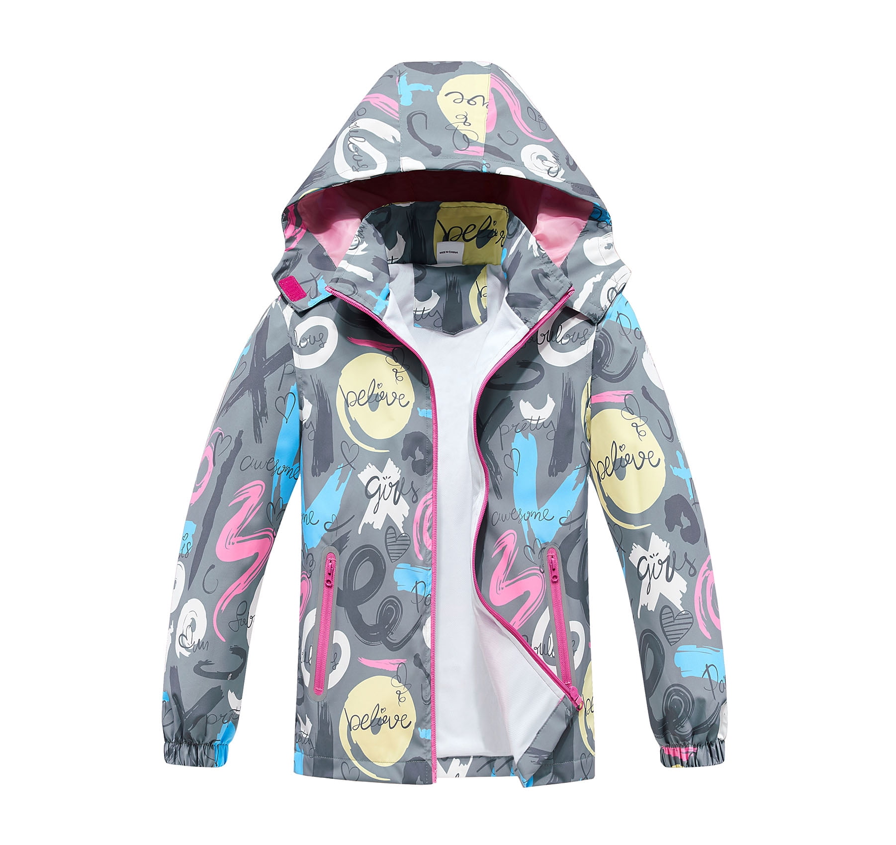 MGEOY Boys Girls Rain Jackets Lightweight Waterproof Hooded Cotton