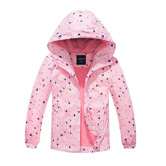 MGEOY Boys Girls Rain Jackets Lightweight Waterproof Hooded Cotton Raincoats Windbreakers for Kids