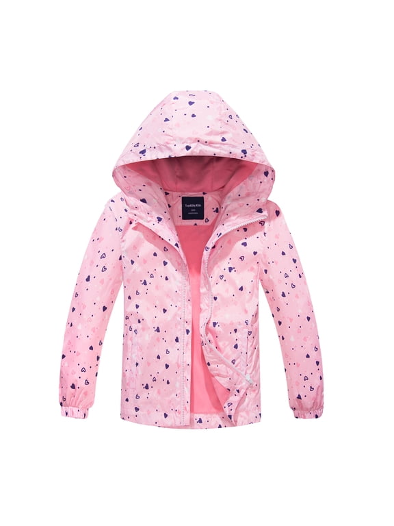 Boys Girls Rain Jackets Lightweight Waterproof Hooded Cotton Raincoats Windbreakers for Kids