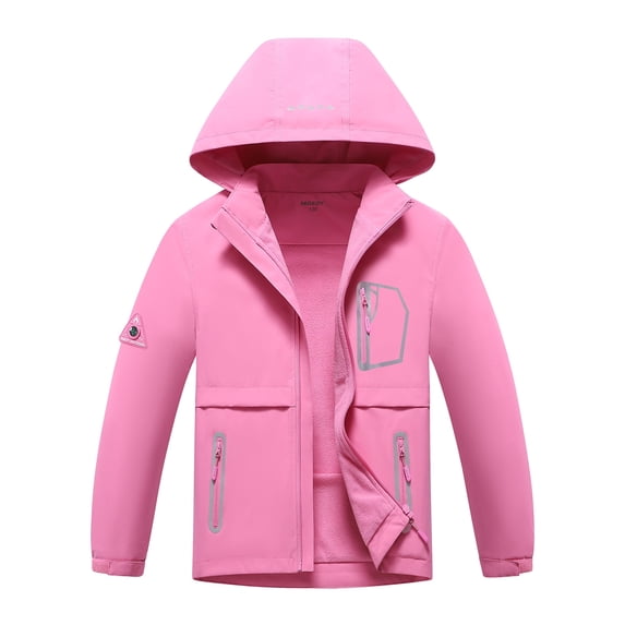 MGEOY Boys Girls Rain Jackets Lightweight Waterproof Hooded Raincoats Windbreakers for Kids,Sizes 4-16