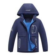 Boys Girls Rain Jackets Lightweight Waterproof Hooded Raincoats Windbreakers for Kids，Sizes 4-16