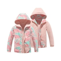 MGEOY Boys Girls Reversible Jacket Lightweight Waterproof Fleece Lined Raincoat for Kids（4-12）