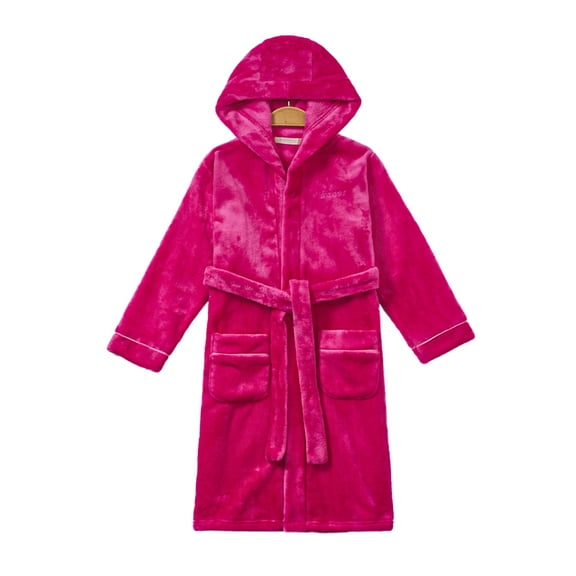 MGEOY Boys Girls Robe Soft Hooded Flannel Bathrobes for Kids With Silk Eye Sleep Mask