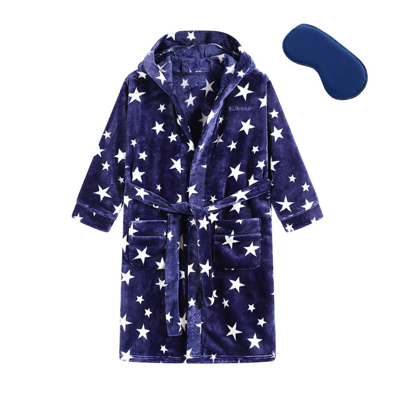 MGEOY Boys Girls Robe Soft Hooded Flannel Bathrobes for Kids With Silk Eye Sleep Mask Walmart