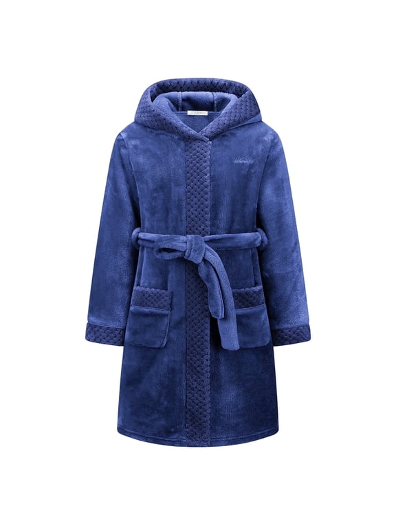Boys Girls Robe Soft Hooded Flannel Bathrobes for Kids