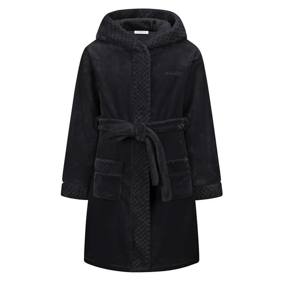 MGEOY Boys Girls Robe Soft Hooded Flannel Bathrobes for Kids With Silk Eye Sleep Mask
