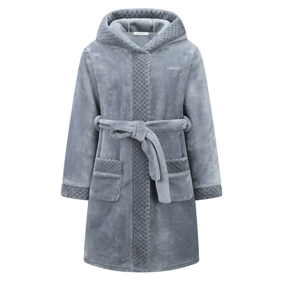 MGEOY Boys Girls Robe Soft Hooded Flannel Bathrobes for Kids With Silk Eye Sleep Mask