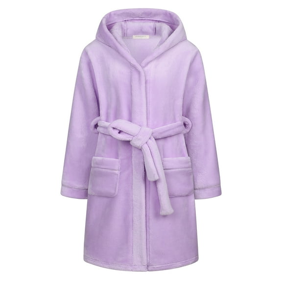 MGEOY Boys Girls Robe Soft Hooded Flannel Bathrobes for Kids With Silk Eye Sleep Mask