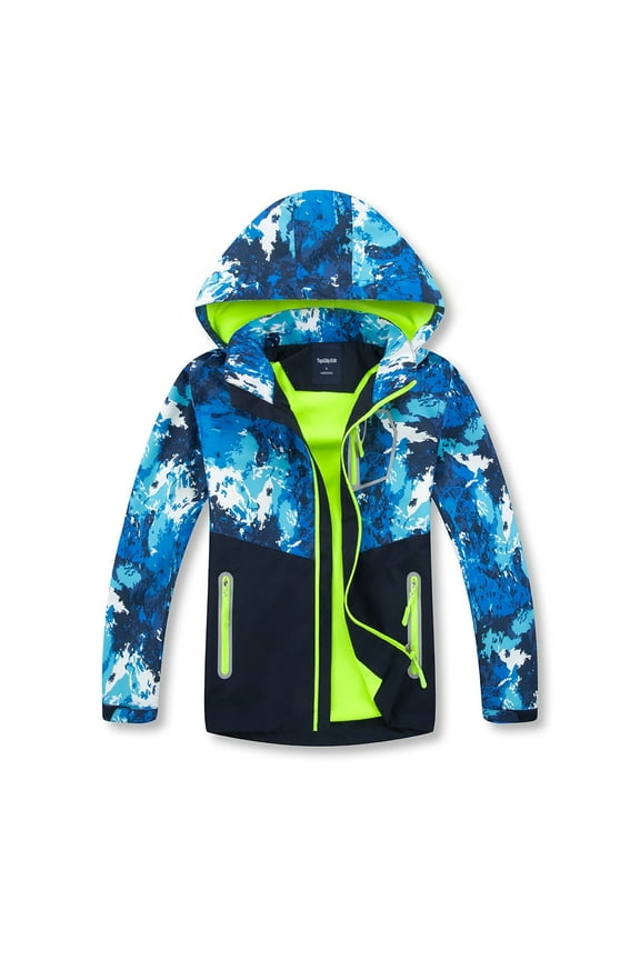 Boys Rain Jackets Lightweight Waterproof Hooded Raincoats Windbreakers for Kids