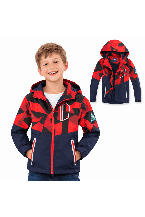 Boys Rain Jackets Lightweight Waterproof Hooded Raincoats Windbreakers for Kids