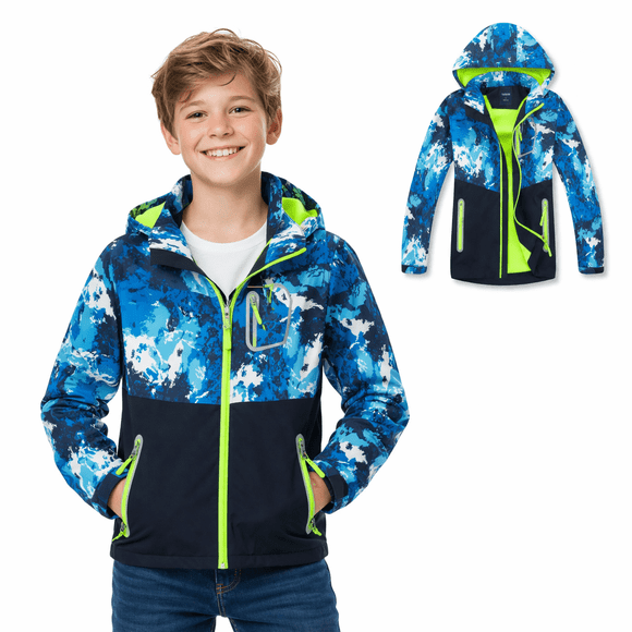 MGEOY Boys Rain Jackets Lightweight Waterproof Hooded Raincoats Windbreakers for Kids