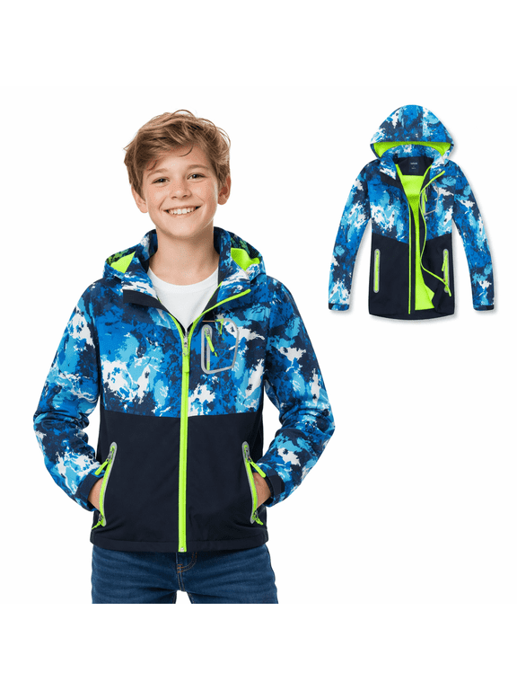 Boys Rain Jackets Lightweight Waterproof Hooded Raincoats Windbreakers for Kids