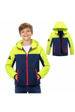 Boys Rain Jackets Lightweight Waterproof Hooded Raincoats Windbreakers for Kids