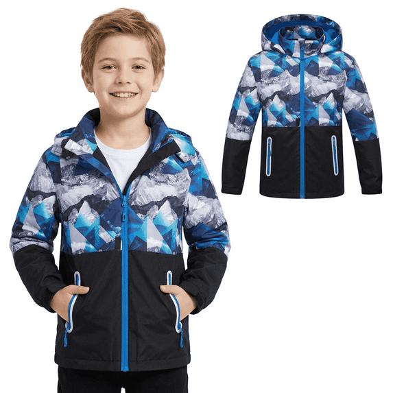 MGEOY Boys Rain Jackets Lightweight Waterproof Hooded Raincoats Windbreakers for Kids
