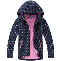 MGEOY Girls Rain Jackets Lightweight Waterproof Hooded Raincoats Windbreakers for Kids，Sizes 4-12