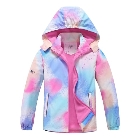 MGEOY Girls Rain Jackets Lightweight Waterproof Hooded Raincoats Windbreakers