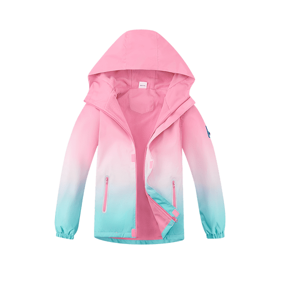 MGEOY Girls Rain Jackets Lightweight Waterproof Hooded Raincoats Windbreakers for Kids，Sizes 4-14