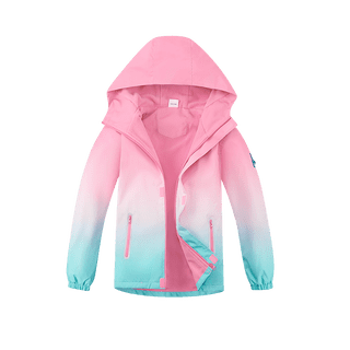 MGEOY Girls Rain Jackets Lightweight Waterproof Hooded Raincoats Windbreakers for Kids,Sizes 4-14