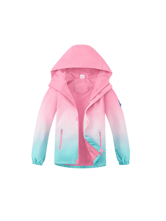 Girls Rain Jackets Lightweight Waterproof Hooded Raincoats Windbreakers for Kids,Sizes 4-14