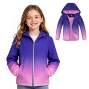 Kids Waterproof Rain Jackets Lightweight Raincoats Knitted Mesh Lining Hooded Windbreaker for Boys Girls 4-12Y
