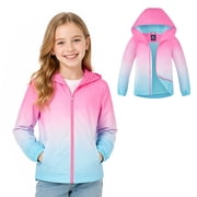 MGEOY Kids Waterproof Rain Jackets Lightweight Raincoats Knitted Mesh Lining Hooded Windbreaker for Boys Girls 4-12Y