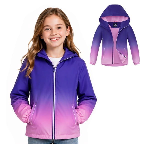 MGEOY Kids Waterproof Rain Jackets Lightweight Raincoats Knitted Mesh Lining Hooded Windbreaker for Boys Girls 4-12Y