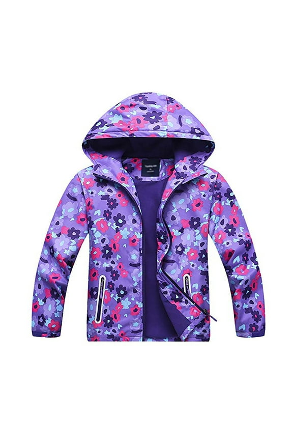 Girls Rain Jackets Lightweight Waterproof Hooded Raincoats Windbreakers