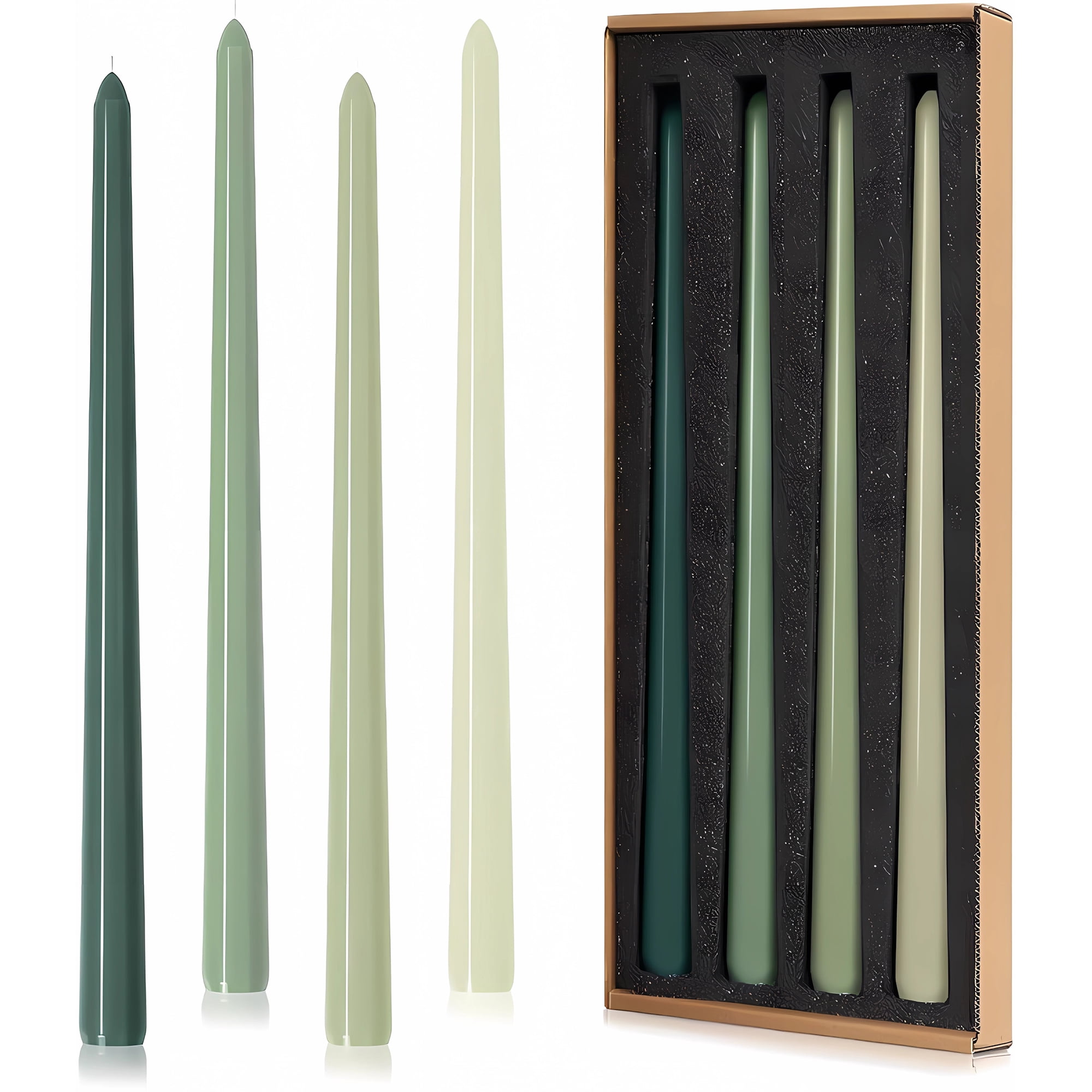 MGEZCOO 12 Inch Gradient Green Taper Candle Sticks Pack of 4-Unscented ...