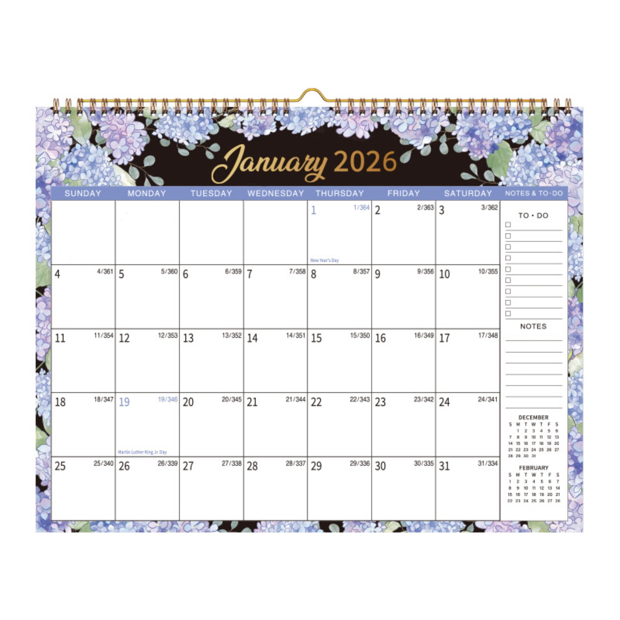 MGEZCOO 2026 Wall Calendar Jan–Dec, Monthly Hanging Planner with Large ...