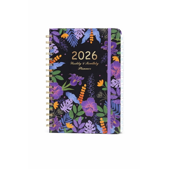 MGEZCOO 2026 Weekly & Monthly Planner, 8.46" x 6.10", Jan–Dec, Spiral Hardcover with Tabs & Pocket
