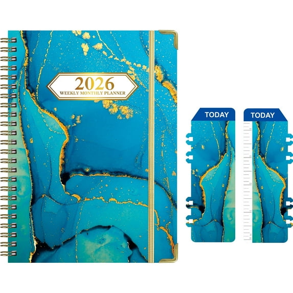 weVSwe 2026 Weekly & Monthly Planner with Tabs, 6.2" x 8.5", Floral Hardcover, Elastic Band, Contact & Notes Pages, Ruler Bookmark