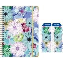 weVSwe 2026 Weekly & Monthly Planner with Tabs, 6.2" x 8.5", Floral Hardcover, Elastic Band, Contact & Notes Pages, Ruler Bookmark