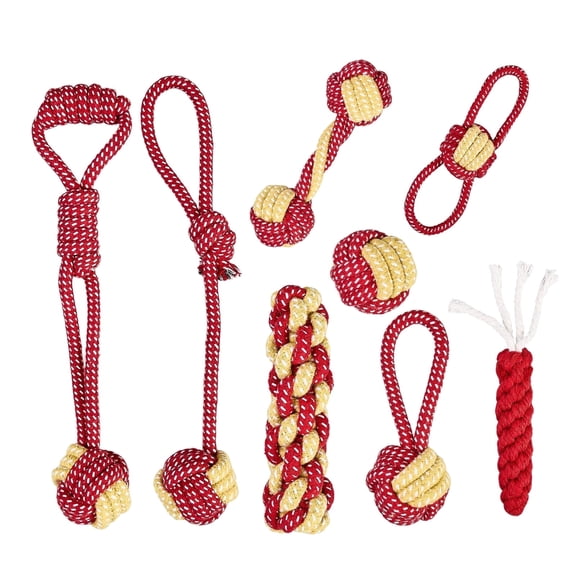MGEZCOO Dog Toys for Aggressive Chewers Pack of 8 | Eco-Friendly Puppy Toys, Knotted Cotton Rope for Dental Health & Interactive Play