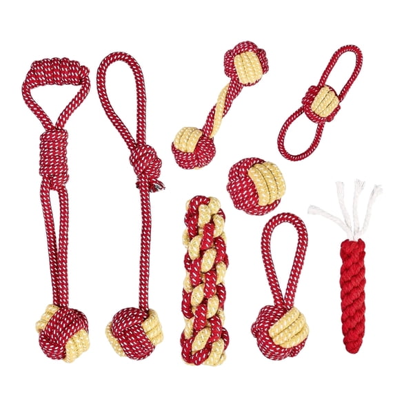 MGEZCOO Dog Toys for Aggressive Chewers Pack of 8 | Eco-Friendly Puppy Toys, Knotted Cotton Rope for Dental Health & Interactive Play