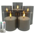 thumbnail image 1 of MGEZCOO LED Flameless Candle Set, 5-Piece with Realistic Wax Look, Battery Operated, Remote Control, 3 Sizes (4", 5", 6"), 7.5 cm Diameter (2.95"), Safe & Elegant for Home Décor, 1 of 7