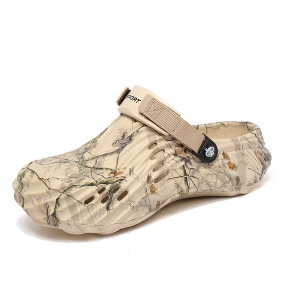 MGEZCOO Men’s Camo Clogs Slip On | EVA Textured Garden Shoes with Back Strap | Lightweight Summer Mules & Yard Slippers