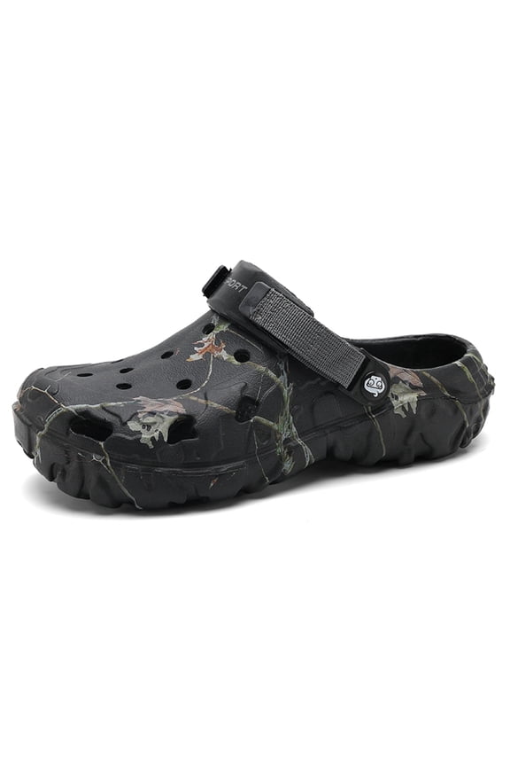 Men's Camouflage Clogs – Breathable Garden Shoes, Slip-On Water Sandals with Adjustable Strap, Outdoor Beach Slippers for Summer Comfort